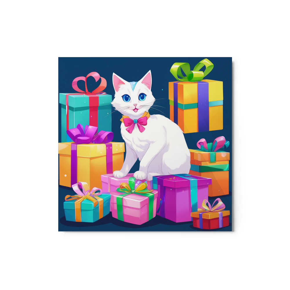 PugMug Custom White Companion Cat Metal Print