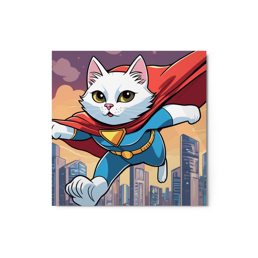 PugMug Custom White Companion Cat Metal Print