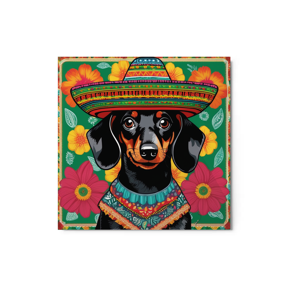 PugMug Custom Black Dachshund Metal Print