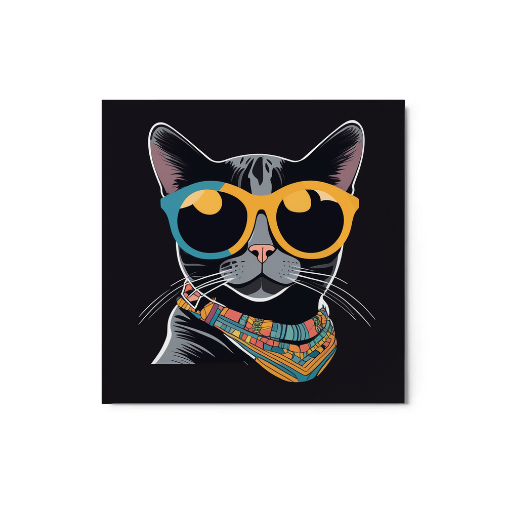 PugMug Custom Black American Shorthair Cat Metal Print