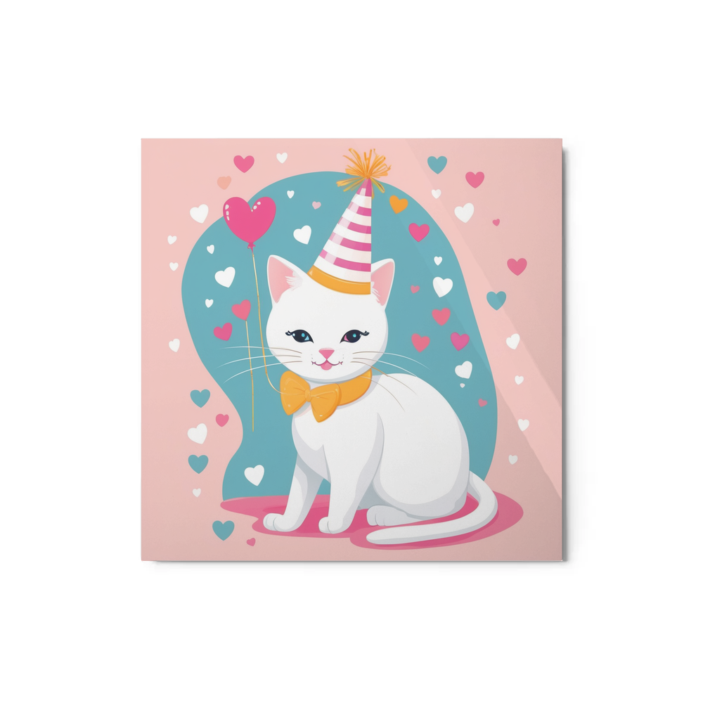 PugMug Custom White Companion Cat Metal Print