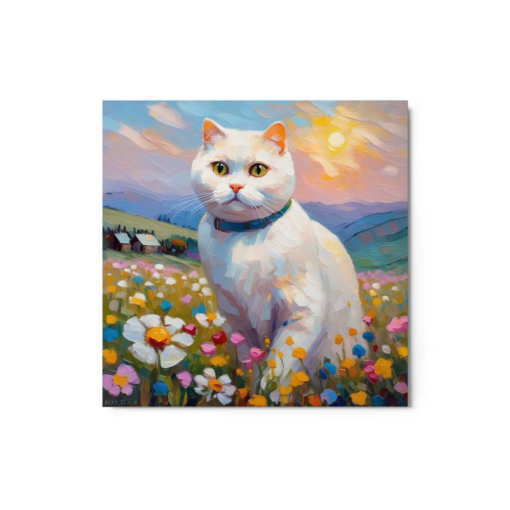 PugMug Custom White Scottish Fold Cat Metal Print