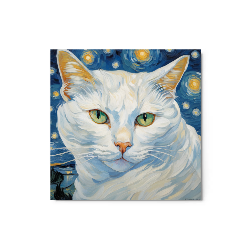PugMug Custom White Companion Cat Metal Print