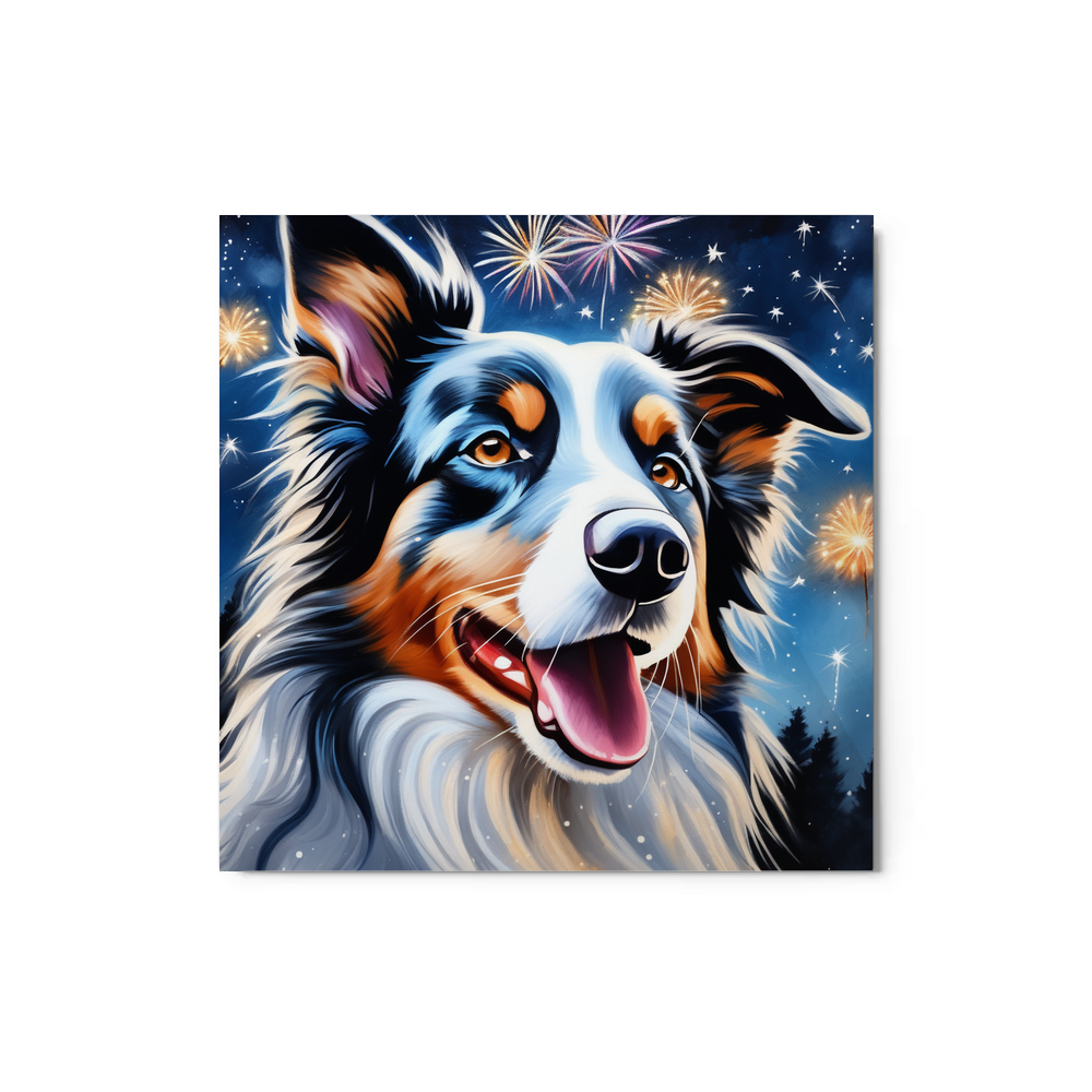 PugMug Custom Blue Merle Border Collie Metal Print