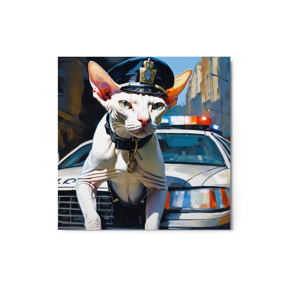 PugMug Custom White Sphynx Cat Metal Print