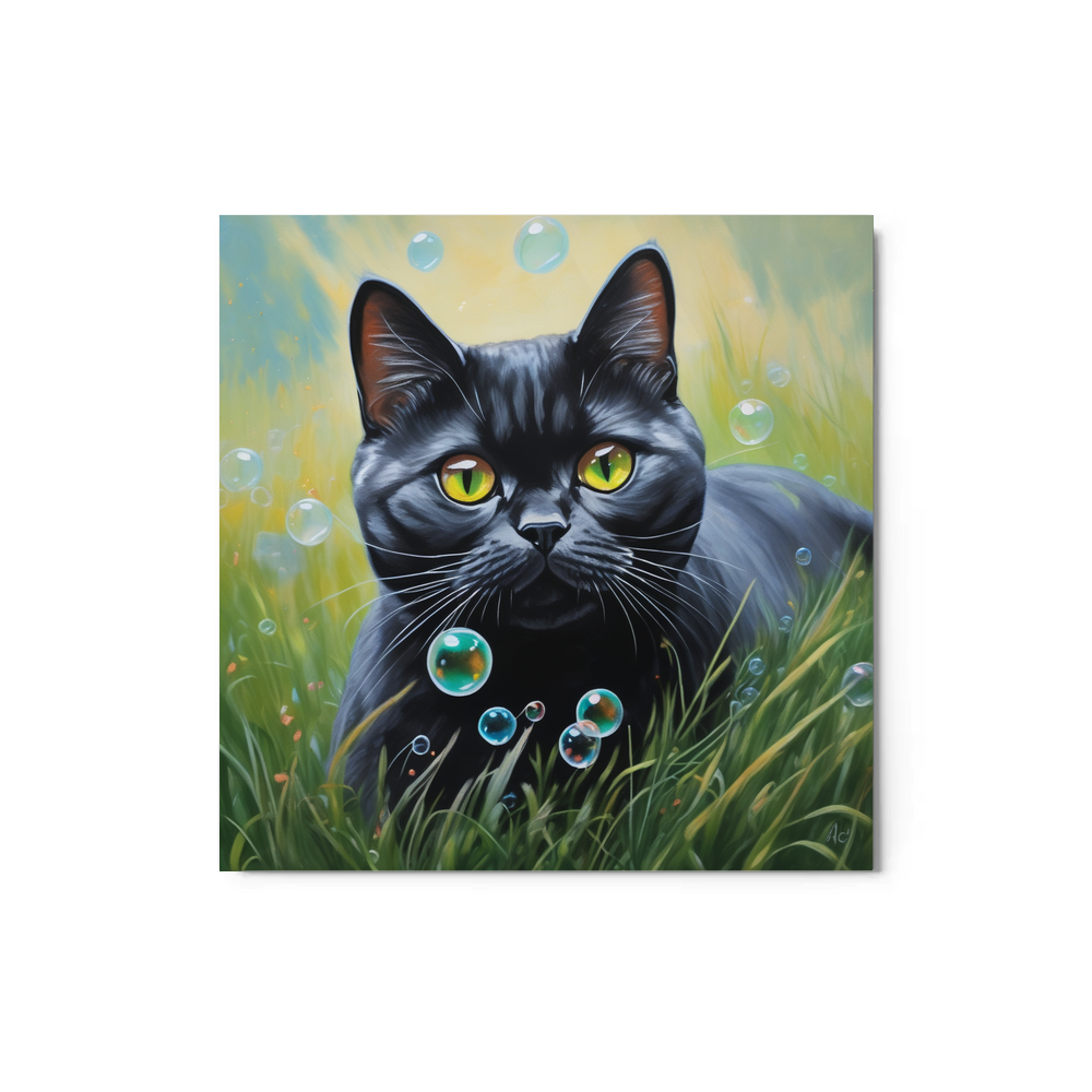PugMug Custom Black British Shorthair Cat Metal Print