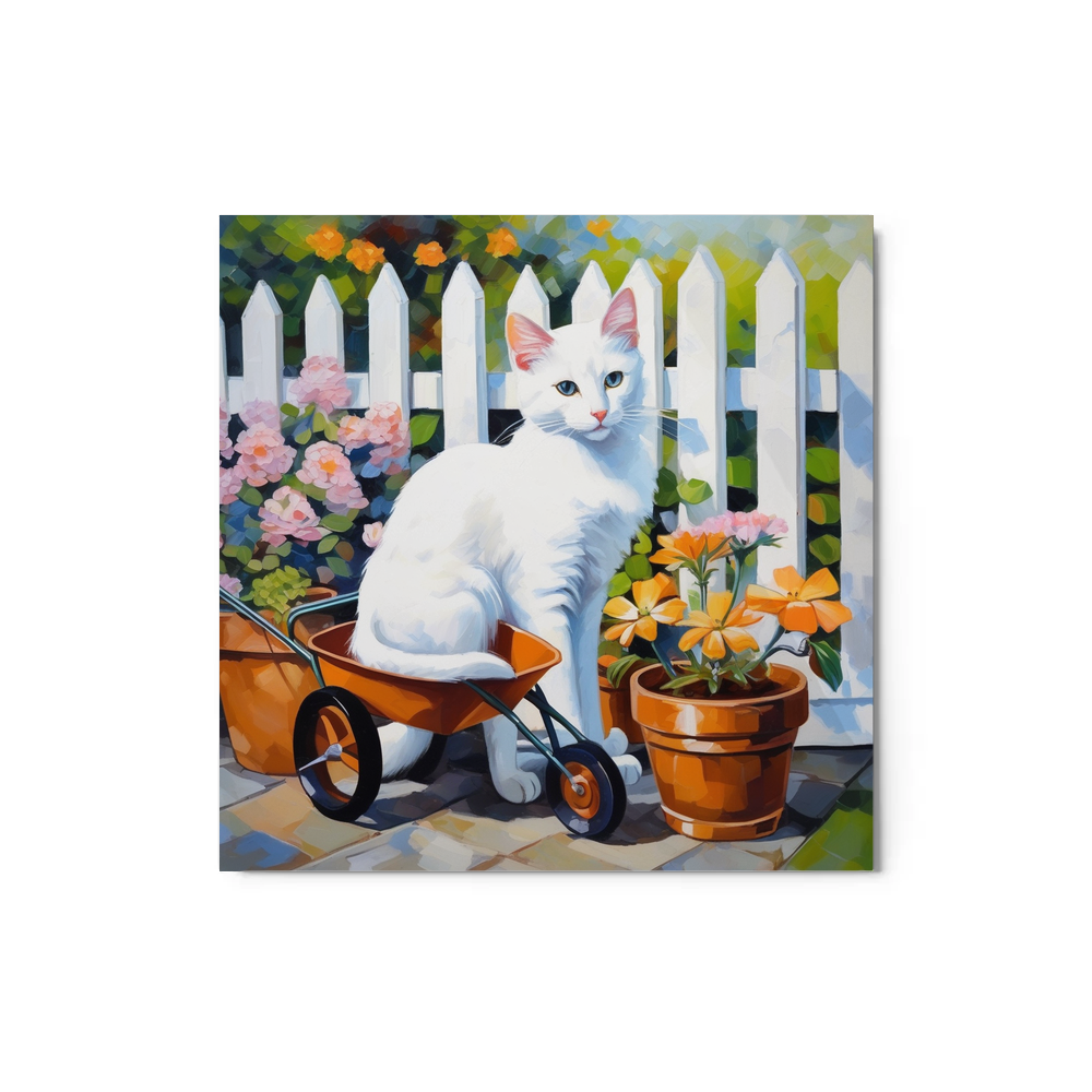 PugMug Custom White Companion Cat Metal Print