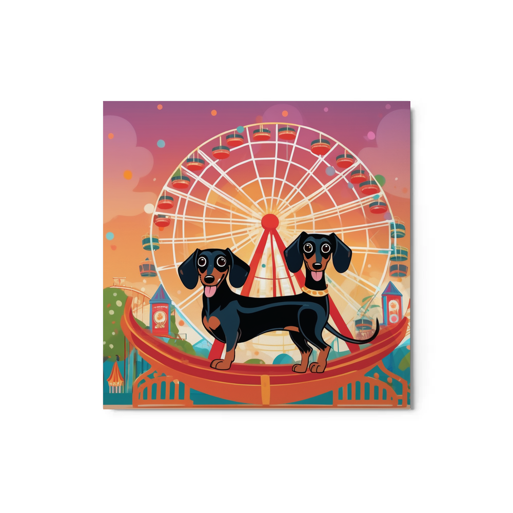 PugMug Custom Black Dachshund Metal Print