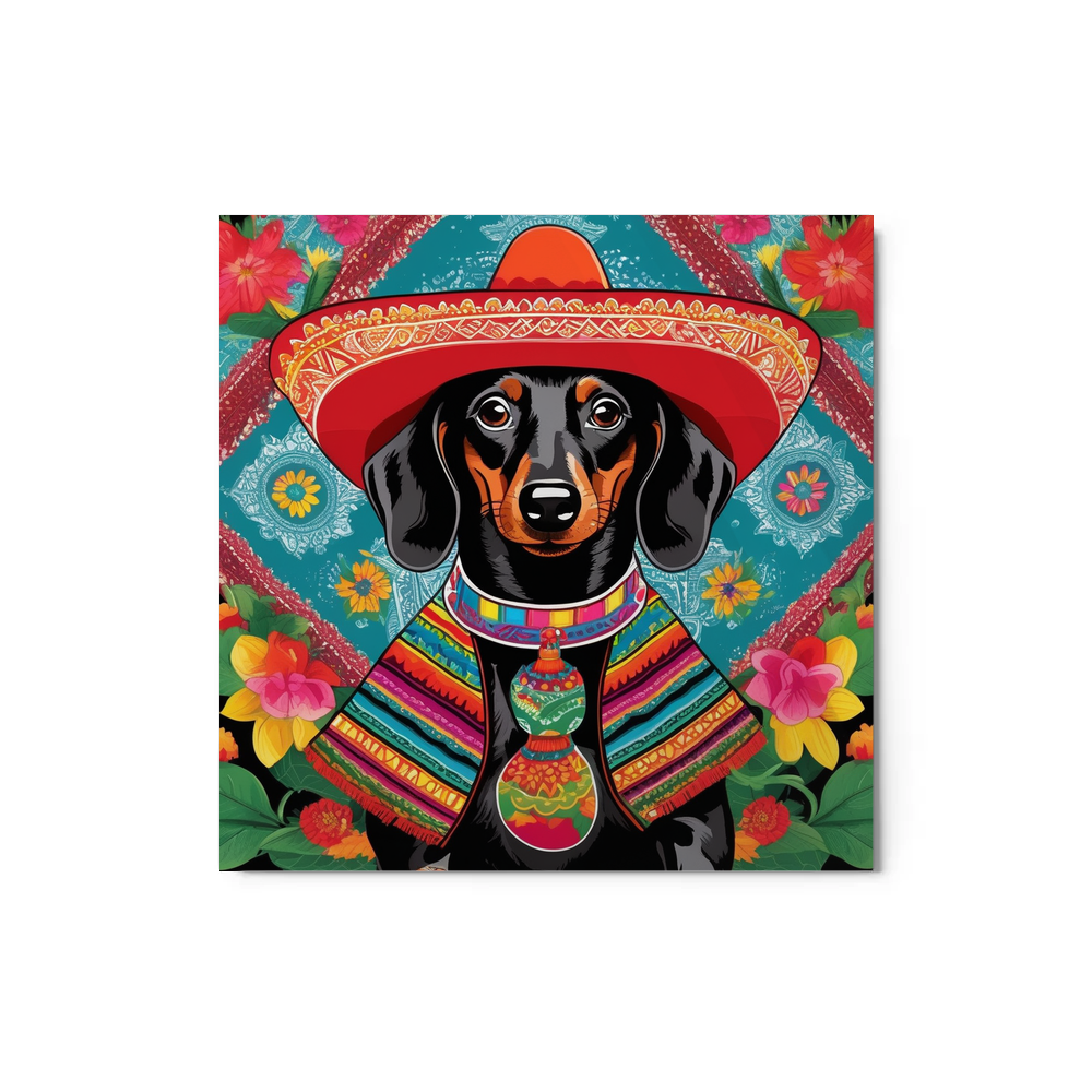 PugMug Custom Black Dachshund Metal Print