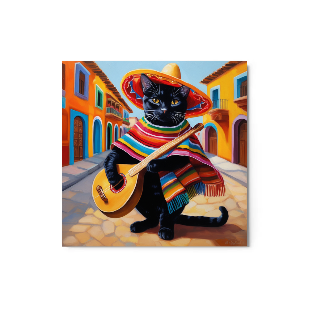 PugMug Custom Black American Shorthair Cat Metal Print