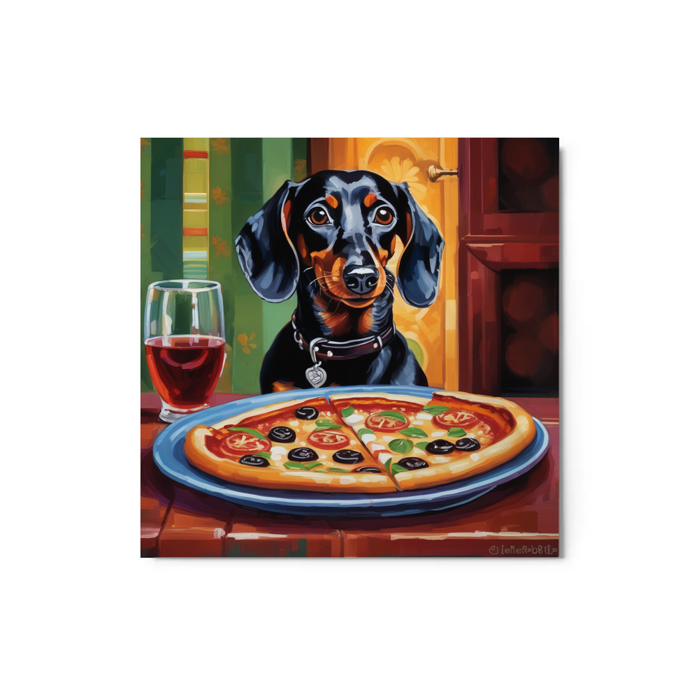 PugMug Custom Black Dachshund Metal Print