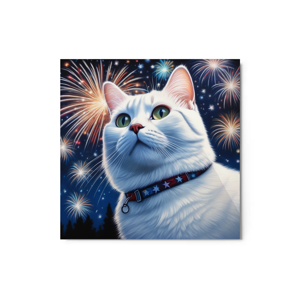 PugMug Custom White American Shorthair Cat Metal Print