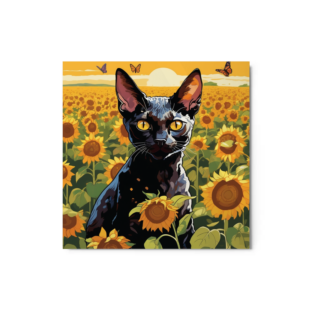 PugMug Custom Black Devon Rex Cat Metal Print