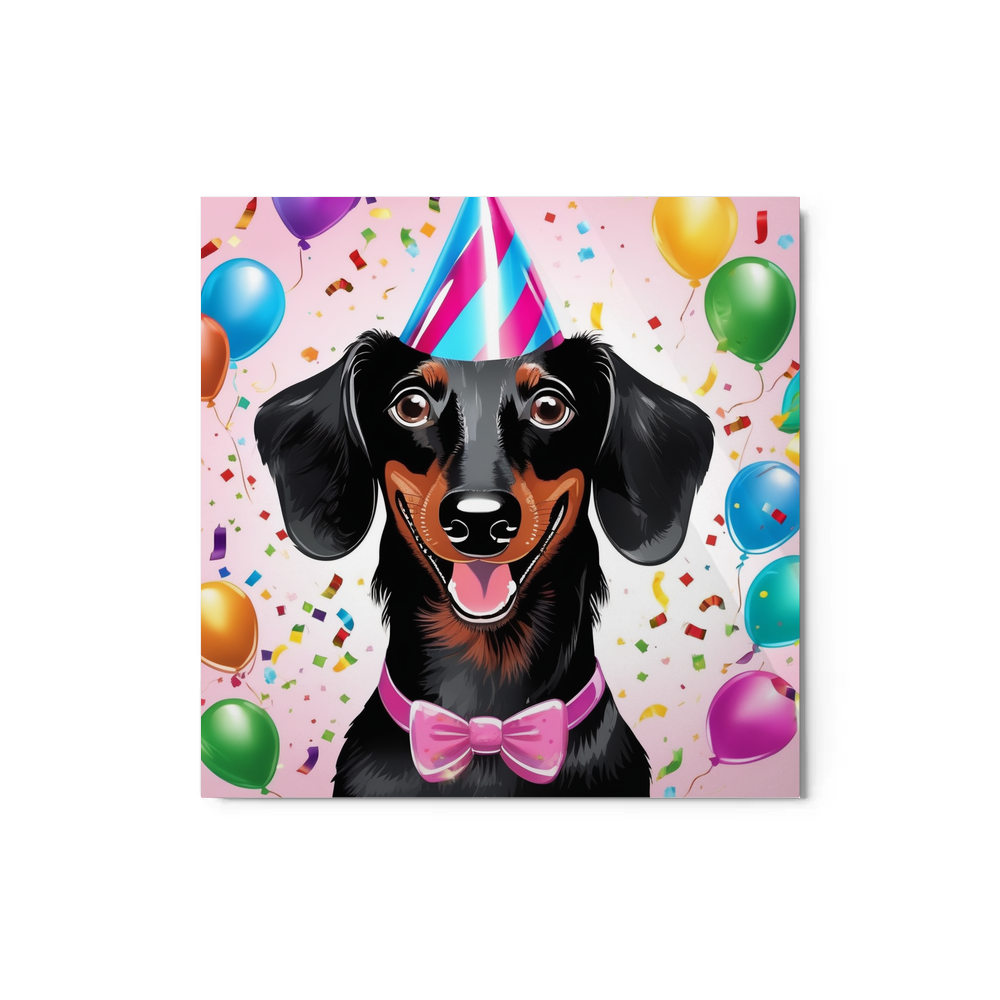 PugMug Custom Black Dachshund Metal Print