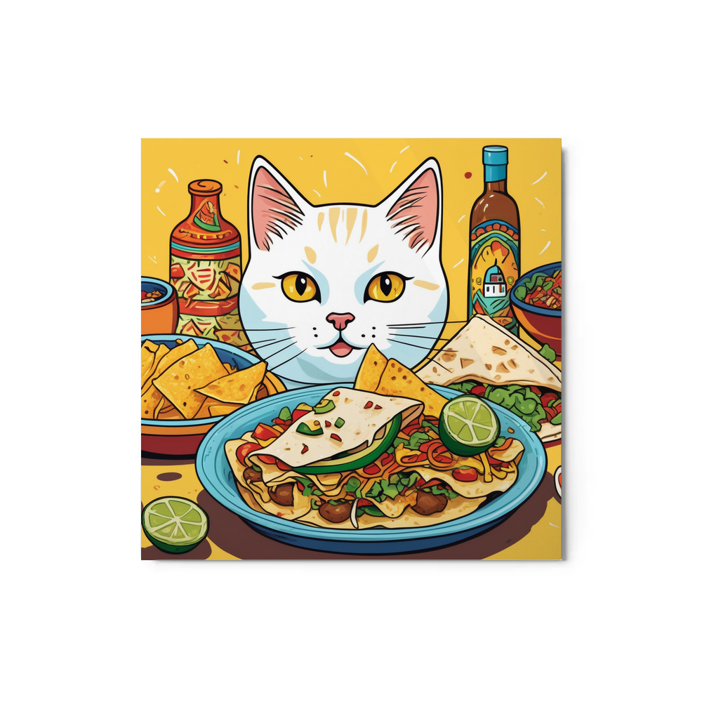 PugMug Custom White Companion Cat Metal Print