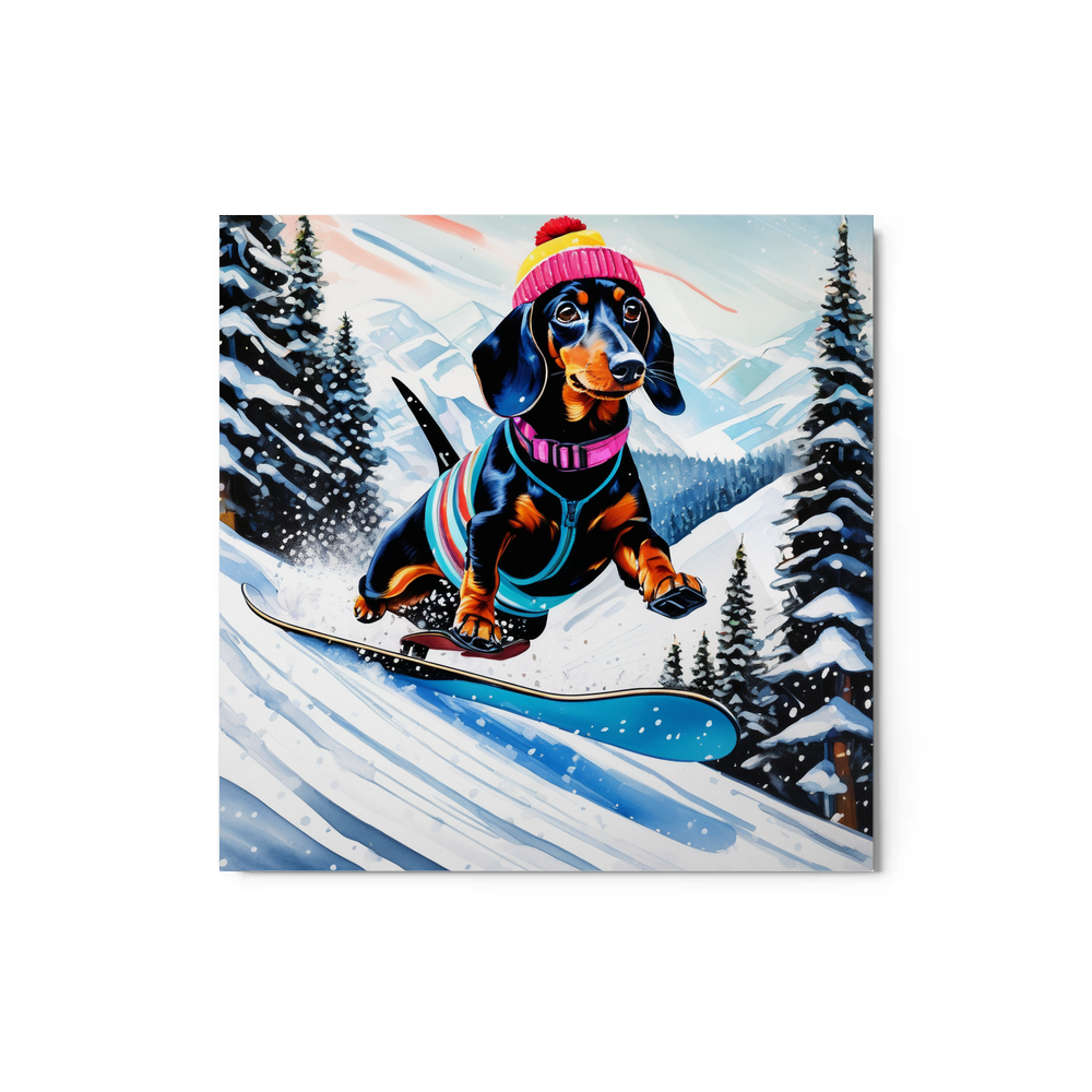 PugMug Custom Black Dachshund Metal Print