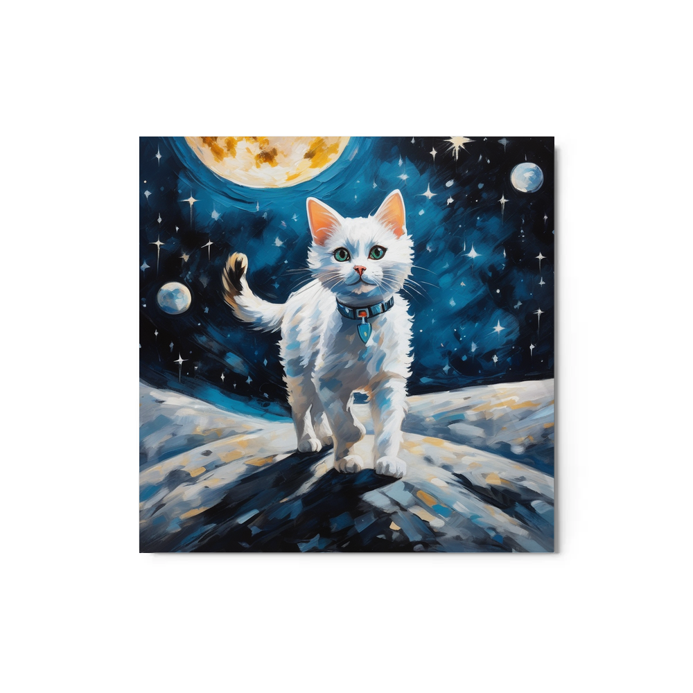 PugMug Custom White Companion Cat Metal Print