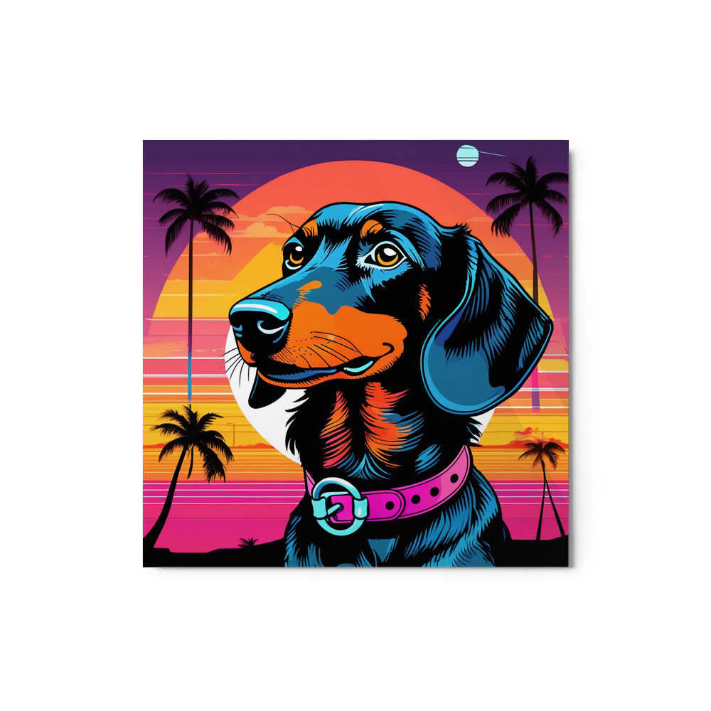 PugMug Custom Black Dachshund Metal Print