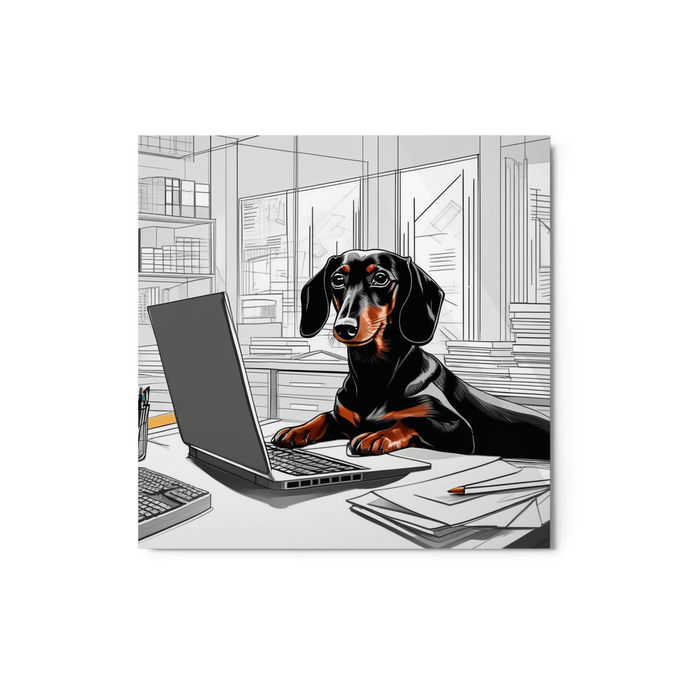 PugMug Custom Black Dachshund Metal Print