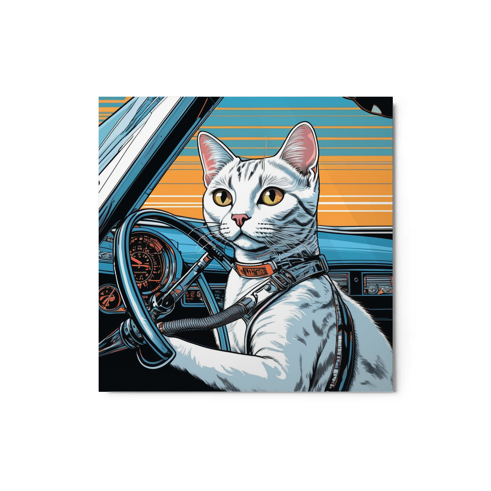 PugMug Custom White American Shorthair Cat Metal Print