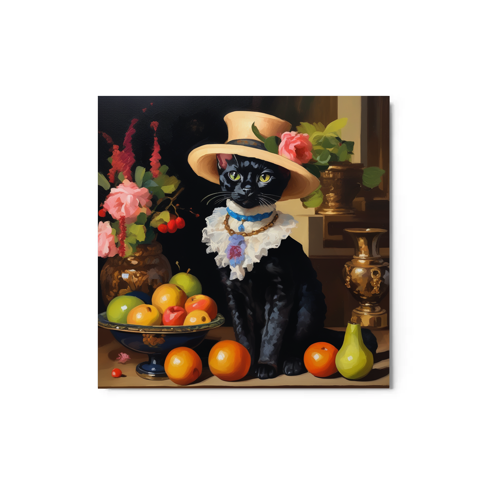 PugMug Custom Black Devon Rex Cat Metal Print