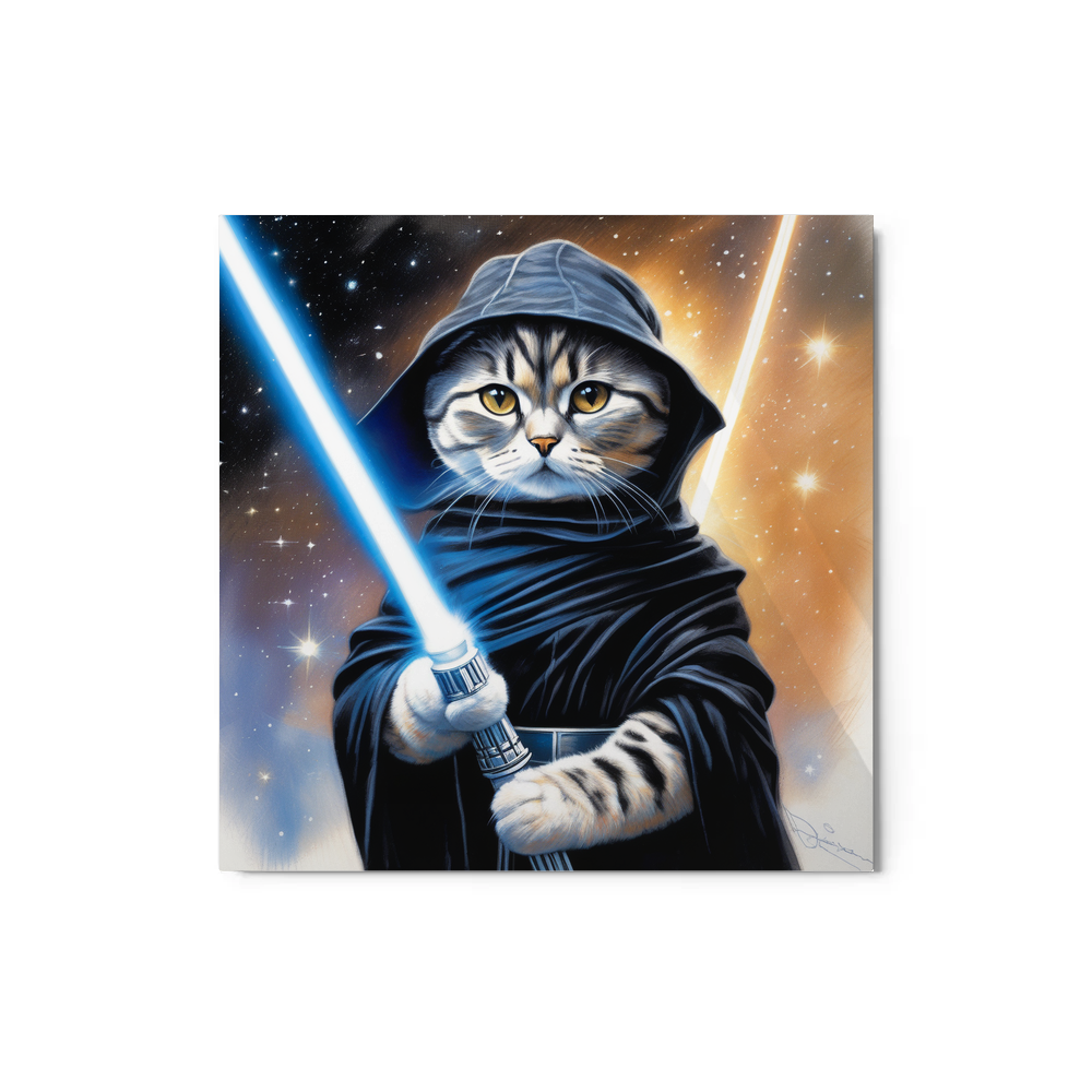 PugMug Custom Black Scottish Fold Cat Metal Print