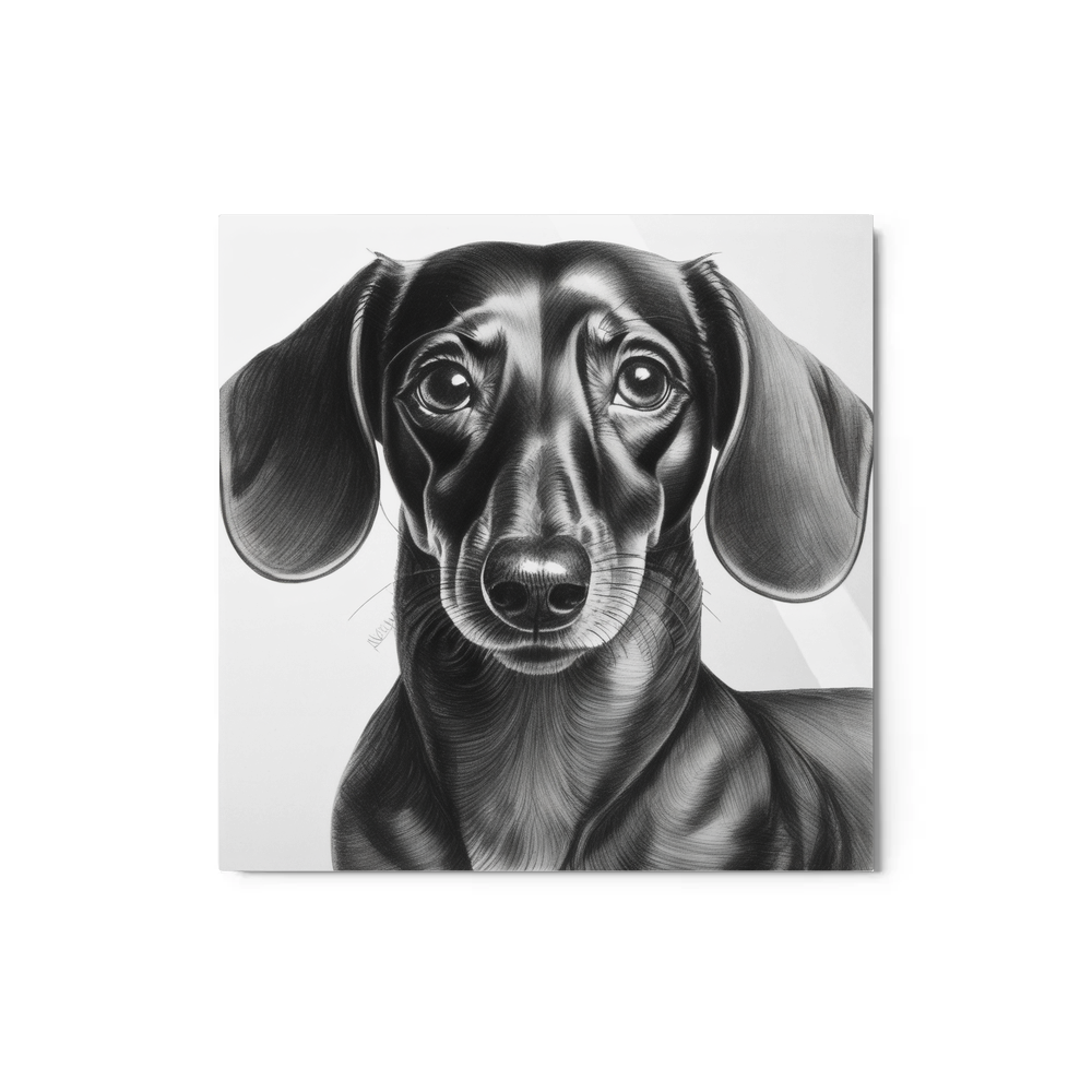 PugMug Custom Black Dachshund Metal Print