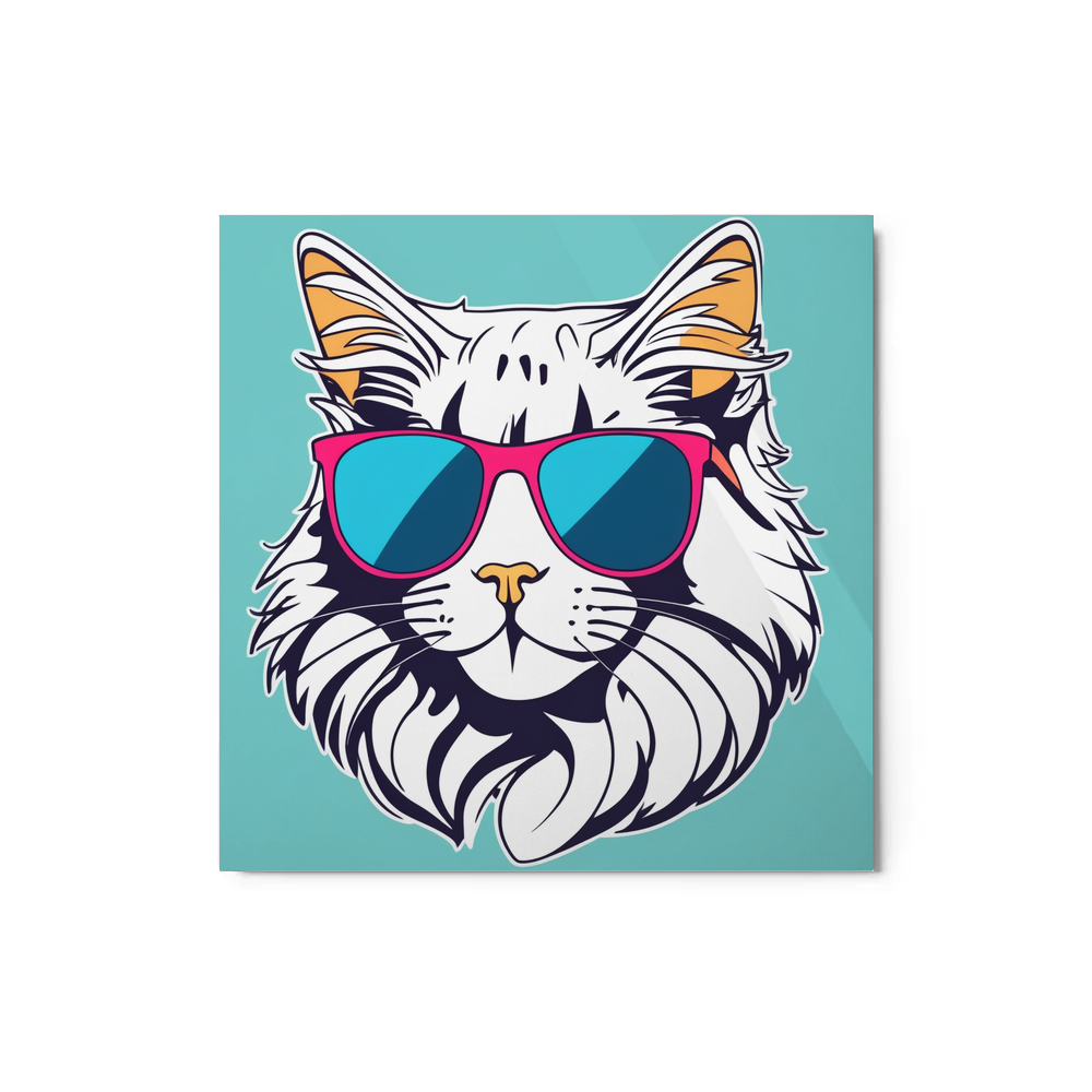 PugMug Custom White Maine Coon Cat Metal Print