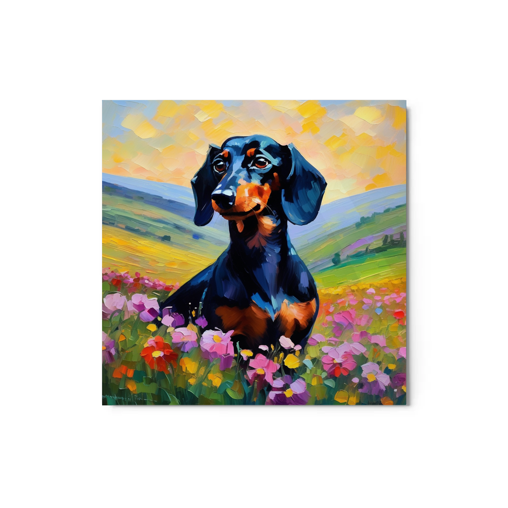PugMug Custom Black Dachshund Metal Print