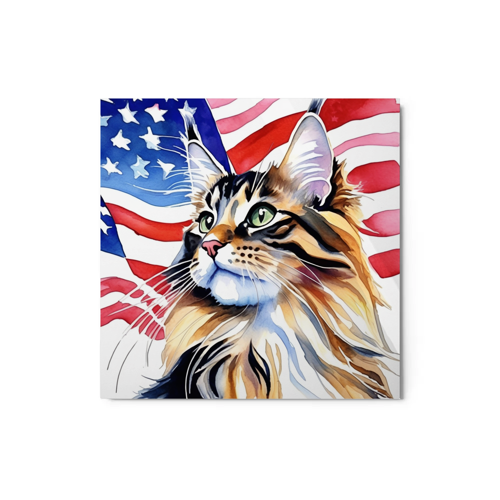 PugMug Custom Tabby Maine Coon Cat Metal Print