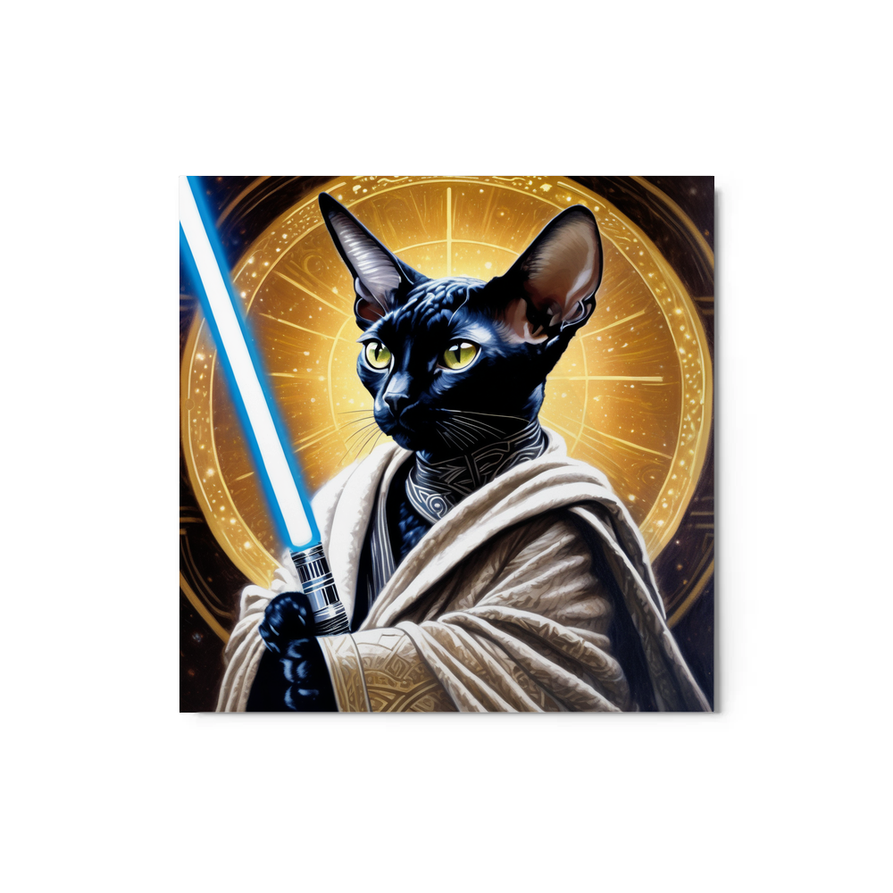 PugMug Custom Black Devon Rex Cat Metal Print