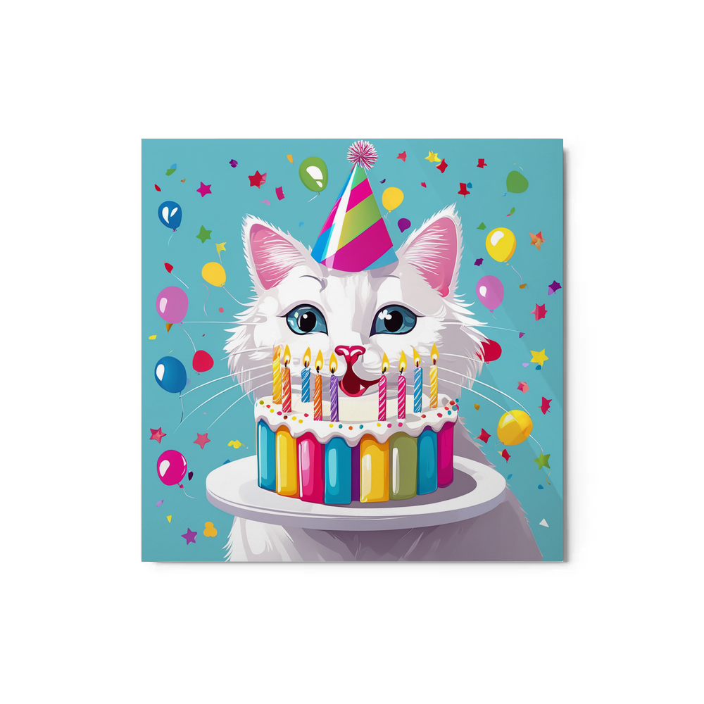 PugMug Custom White Companion Cat Metal Print