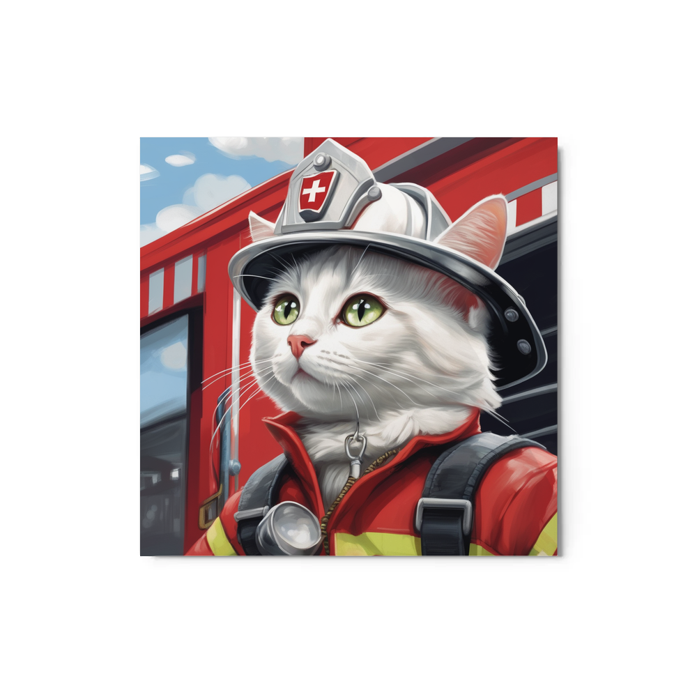 PugMug Custom White Companion Cat Metal Print