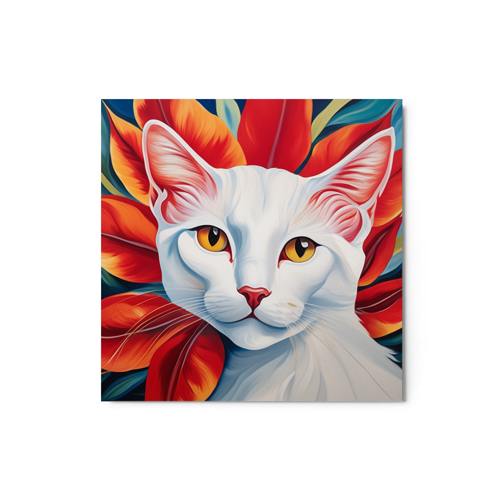 PugMug Custom White Companion Cat Metal Print