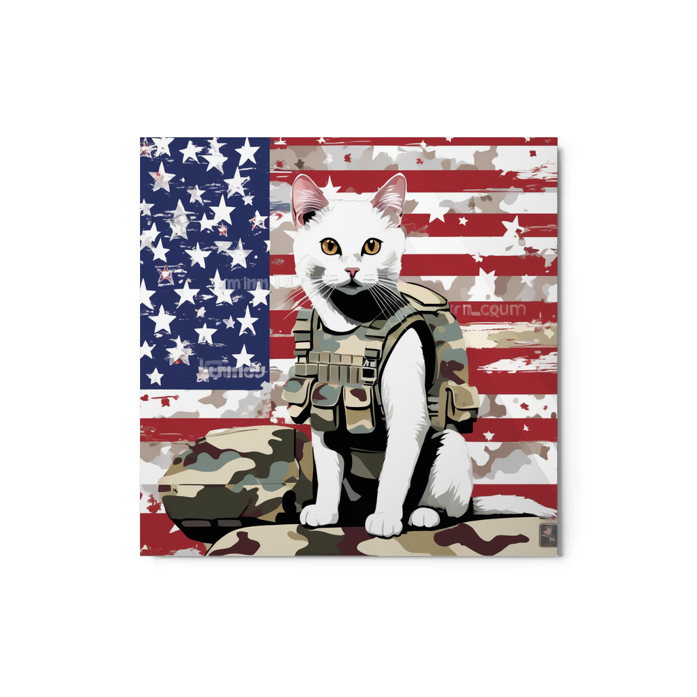 PugMug Custom White Companion Cat Metal Print