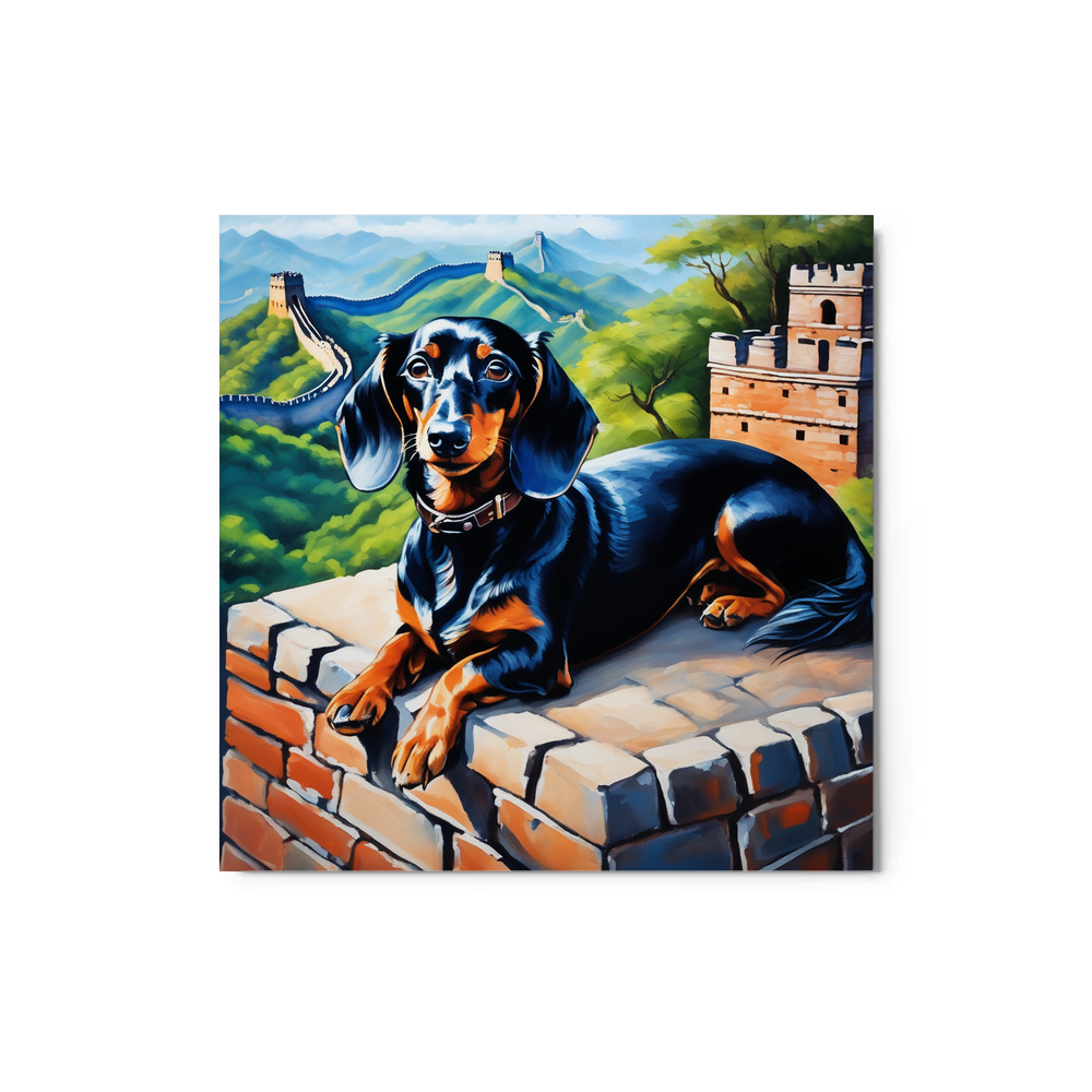 PugMug Custom Black Dachshund Metal Print