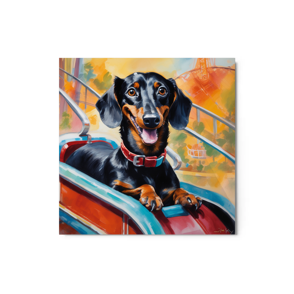 PugMug Custom Black Dachshund Metal Print