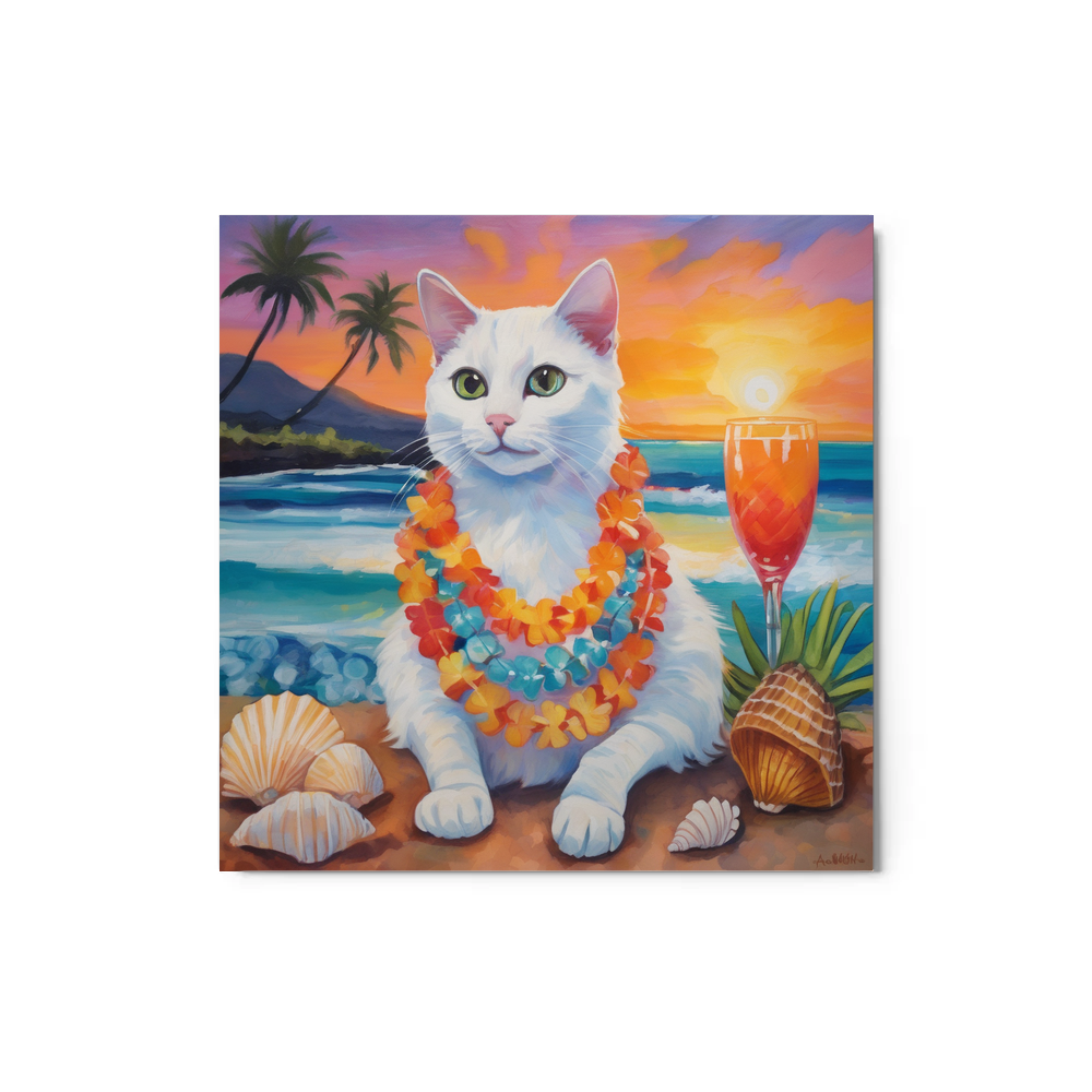 PugMug Custom White Companion Cat Metal Print