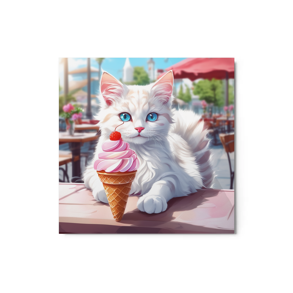 PugMug Custom White Companion Cat Metal Print