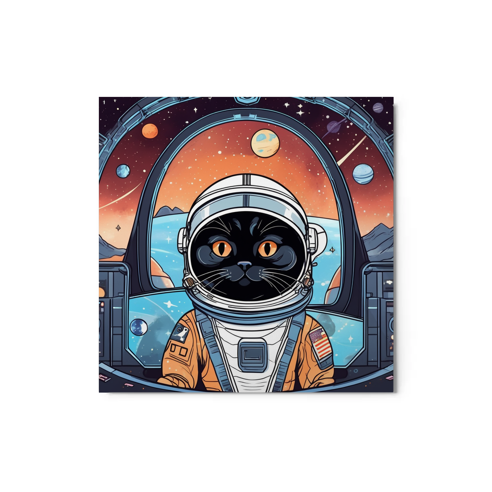 PugMug Custom Black Scottish Fold Cat Metal Print