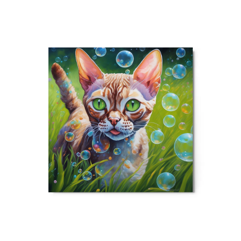 PugMug Custom Tabby Devon Rex Cat Metal Print
