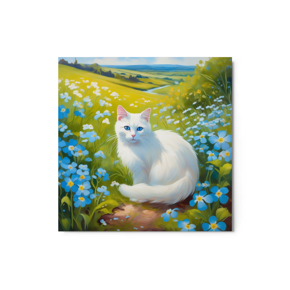 PugMug Custom White Companion Cat Metal Print