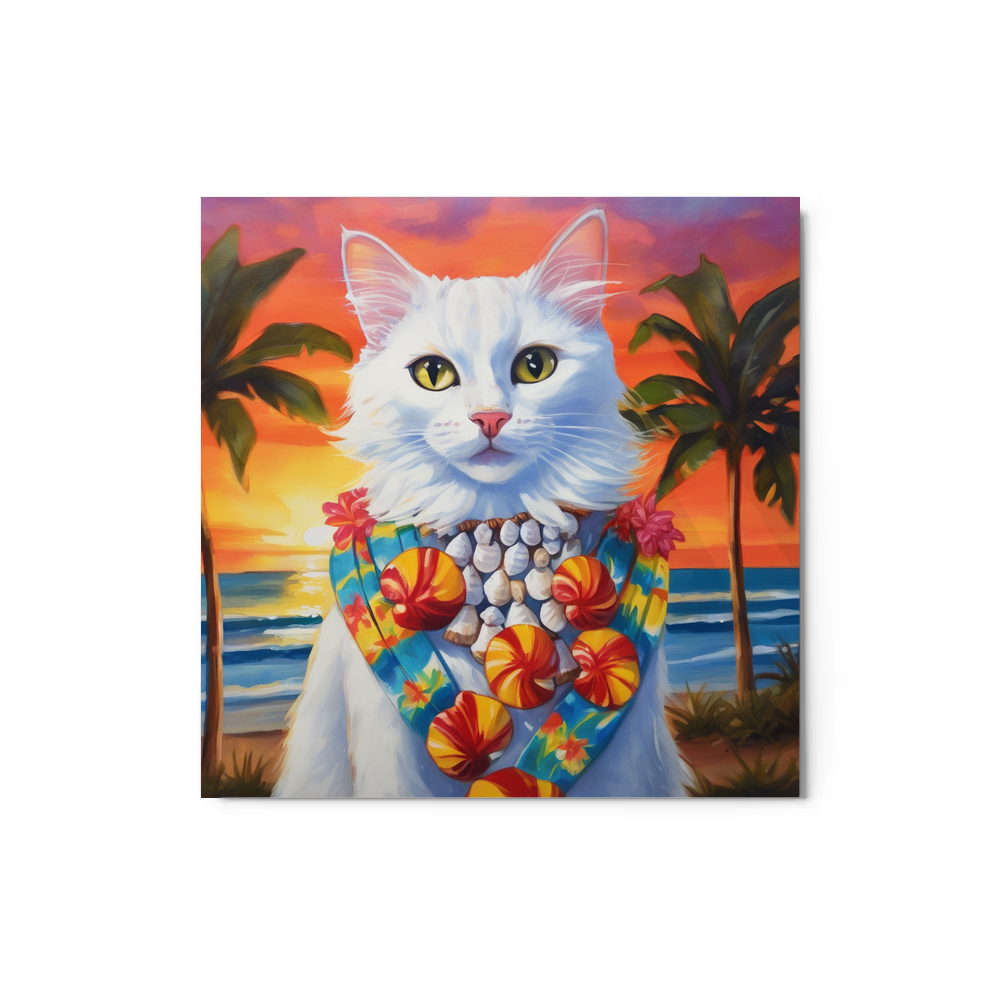 PugMug Custom White Companion Cat Metal Print