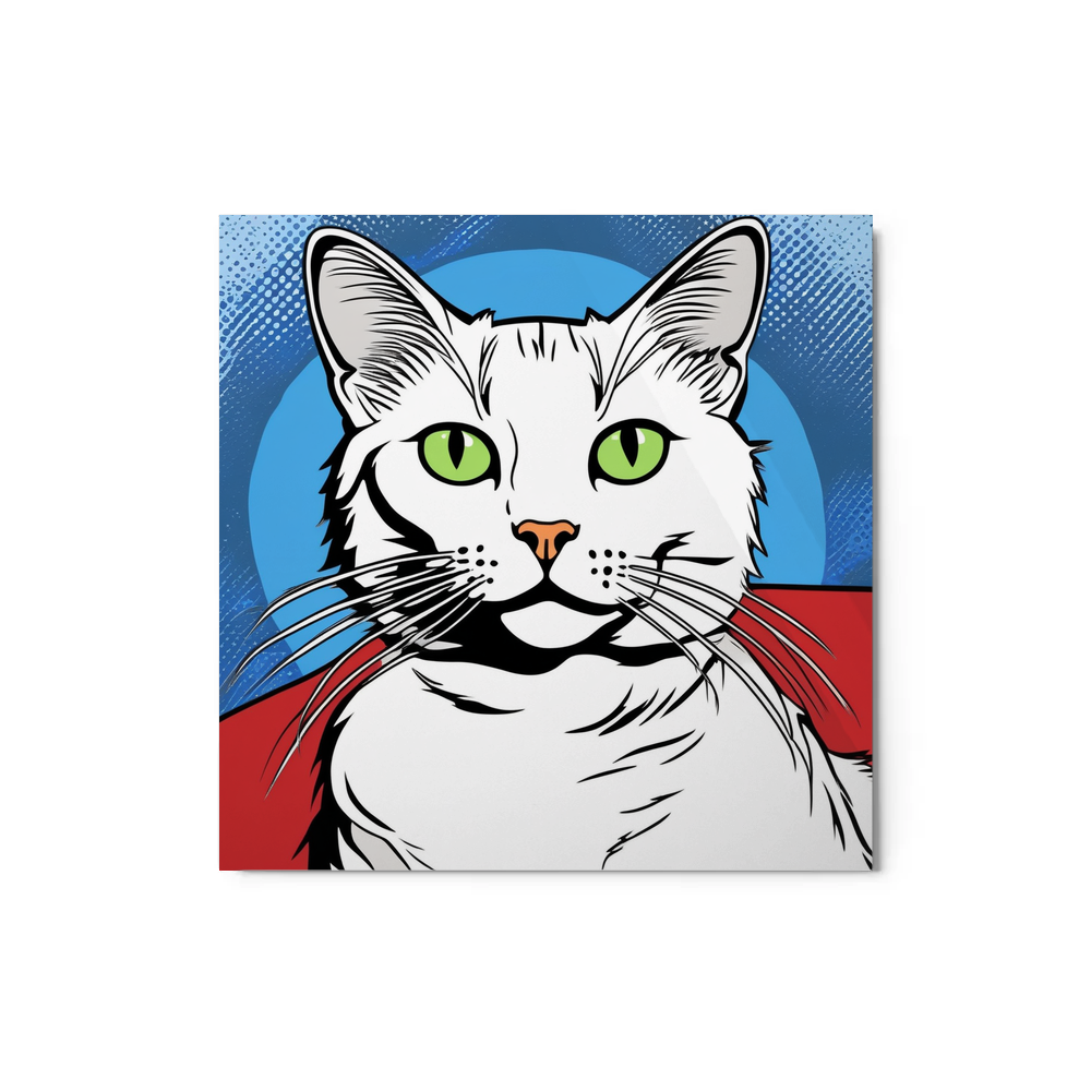 PugMug Custom White Companion Cat Metal Print