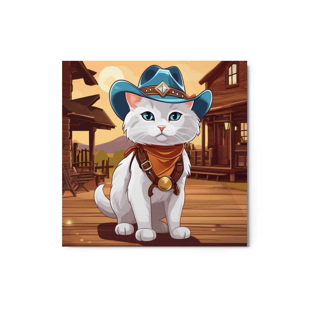 PugMug Custom White Companion Cat Metal Print