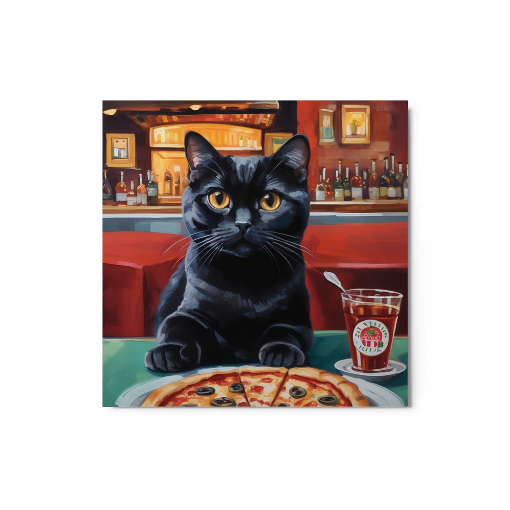 PugMug Custom Black Scottish Fold Cat Metal Print