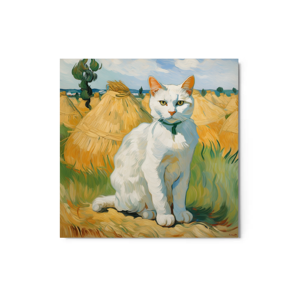 PugMug Custom White Companion Cat Metal Print
