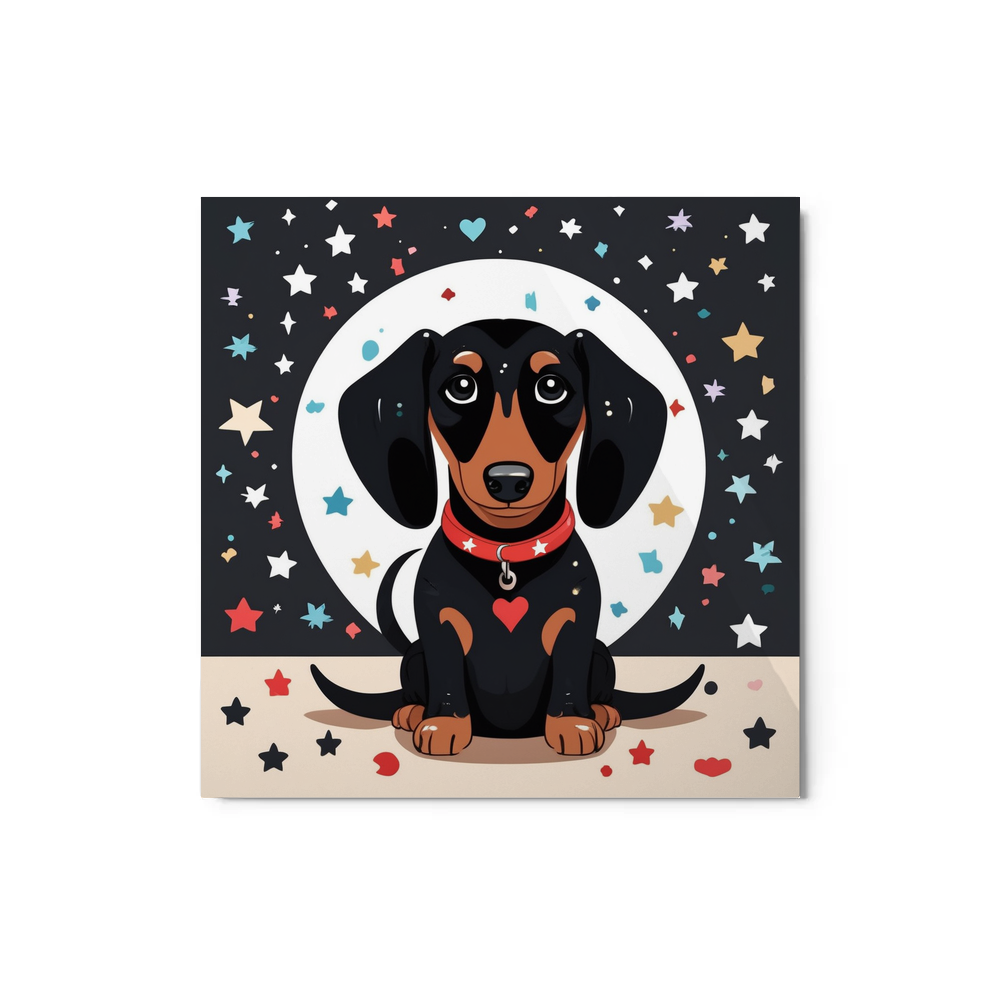 PugMug Custom Black Dachshund Metal Print