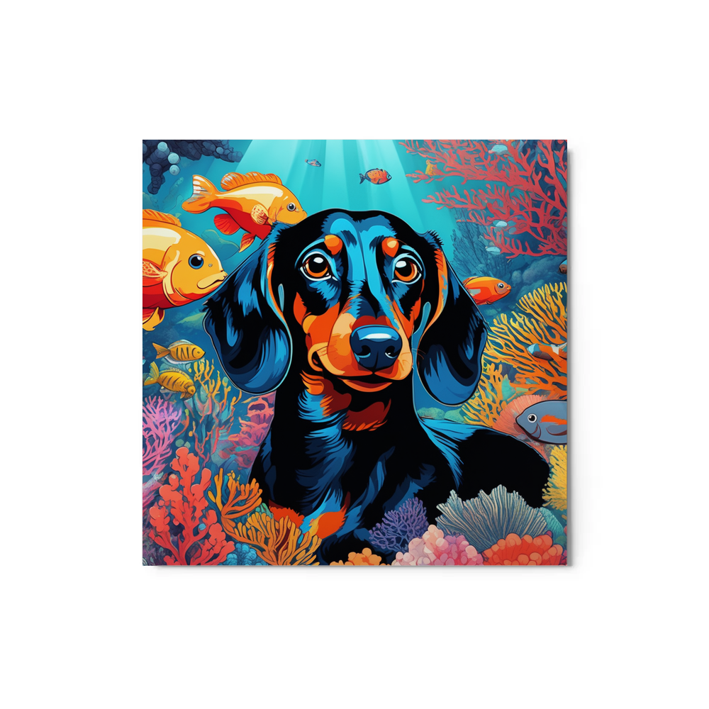 PugMug Custom Black Dachshund Metal Print