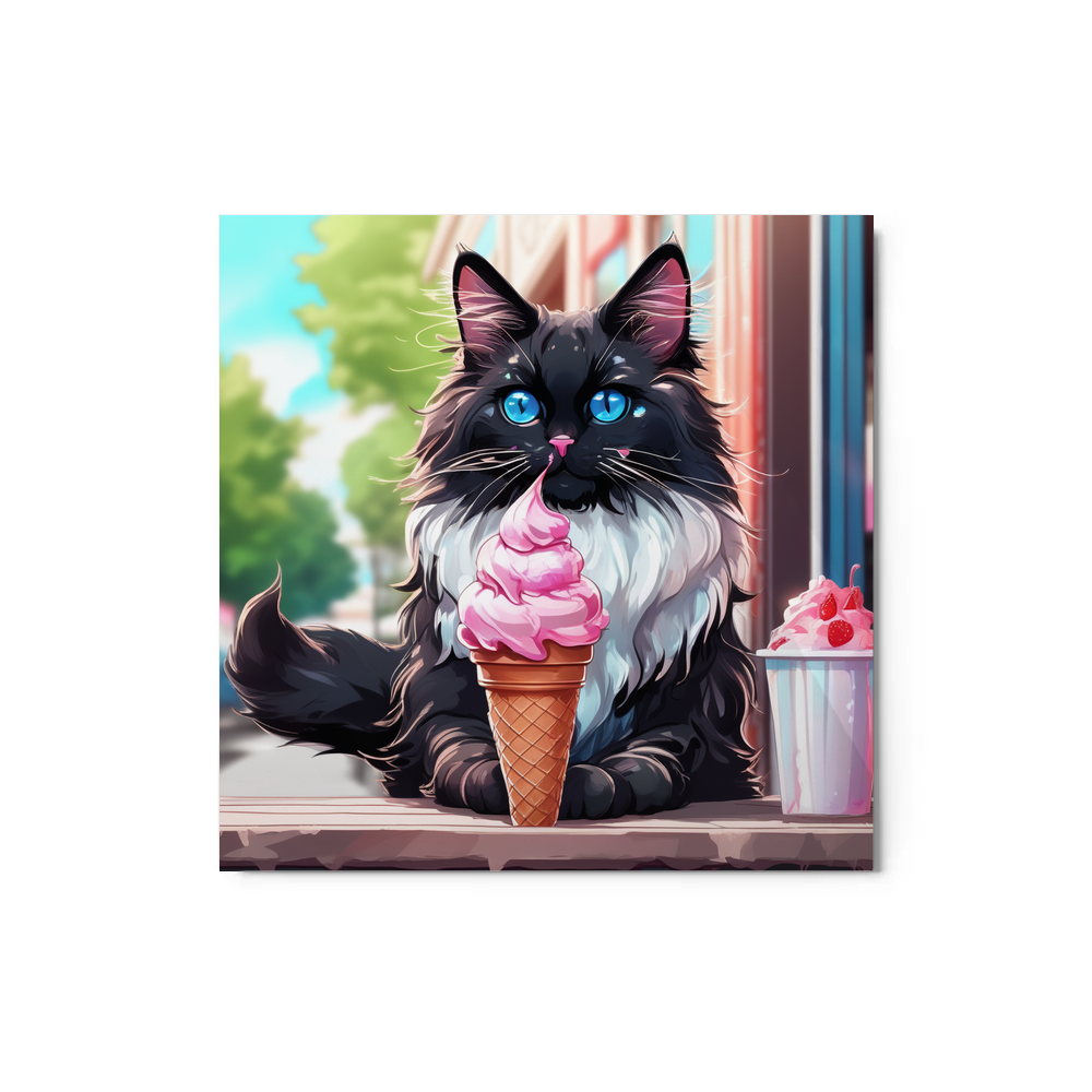 PugMug Custom Black Ragdoll Cat Metal Print